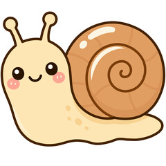 Cute cartoon brown snail isolated element, happy slow animal character kids sticker vector print © เหนือ เมฆ