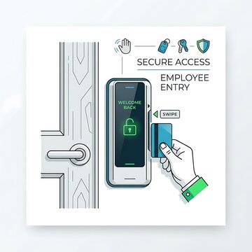 Secure access control system with electronic card reader and door handle
