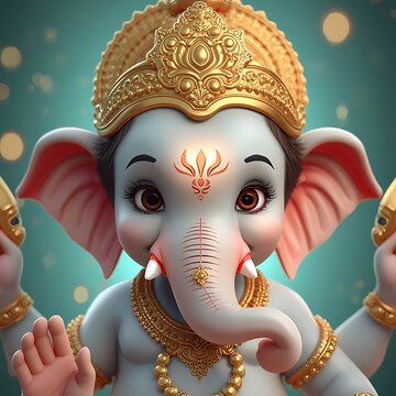 Beautiful Ganesha idol featuring detailed ornaments and traditional sacred markings.