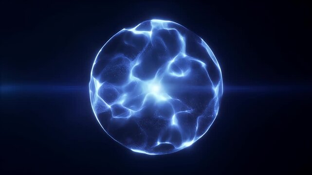 A glowing blue energy sphere with swirling patterns and light effects.