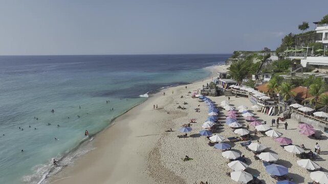 aerial view of natural landscape of diamond beach in Bali island, Indonesia
