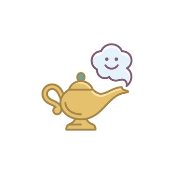 Golden Genie Lamp with Happy Cloud.