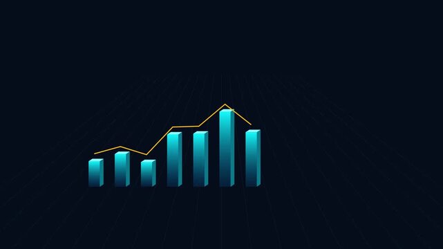 3D Bar Chart and Line Graph Animation for Financial Data