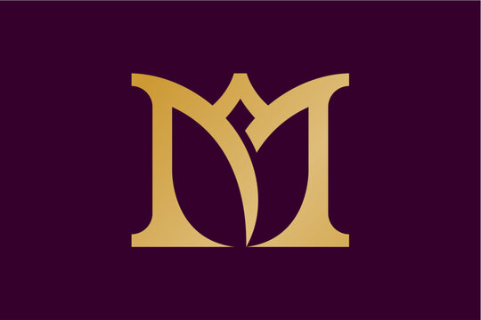 M Letter Tulip Flower Logo