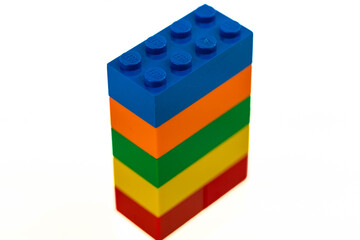 Obraz premium Miercurea Ciuc, Romania-06 September 2026: Colorful Lego bricks on white background.
