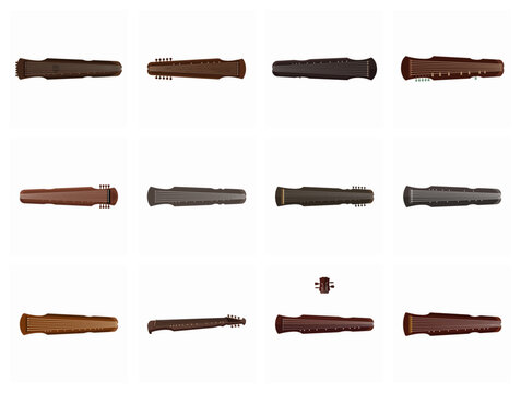 Set of Traditional Chinese Guqin and Zither Musical Instruments