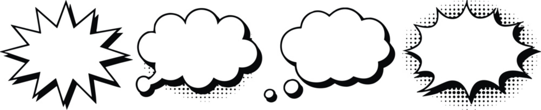 Four Comic Thought and Speech Bubble Icons