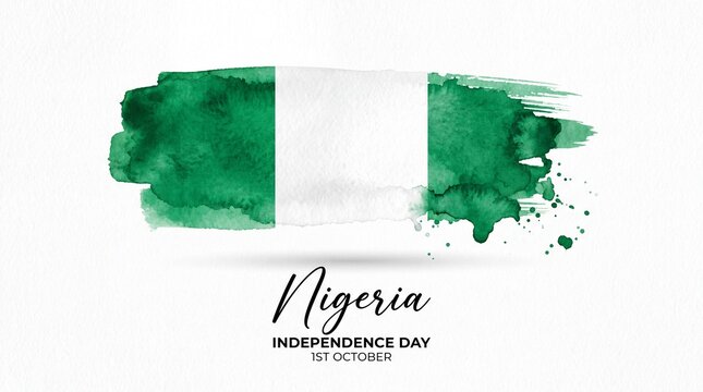 Nigeria Independence Day: Abstract Watercolor Flag Design, 1st October Celebration