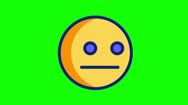 Animated neutral face emoji on a green screen background for modern social media video content projects