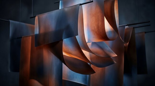 Cinematic Abstract Luxury Background with Heavy Overlapping Dark Diorite Stone Steps and Polished Mirror Finish Dark Bronze Plating Sheets in Structural Grid JPEG
