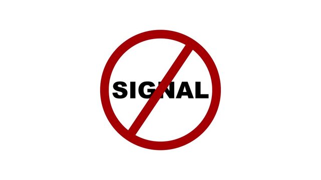 No signal warning sign animation on white background, for digital connectivity, issues connection symbol with alpha channel white background. 4k video