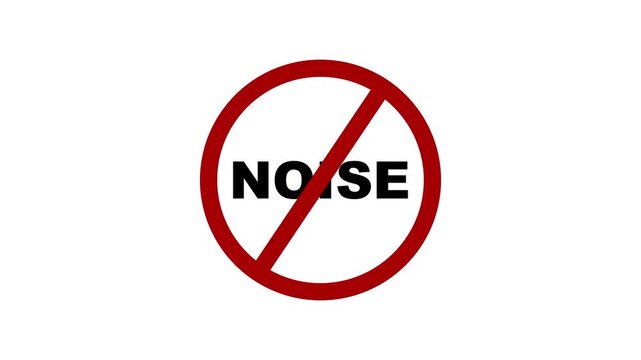 No noise sign animation: prohibited sound warning symbol for quiet zones and public spaces prohibition with alpha channel white background. 4k video