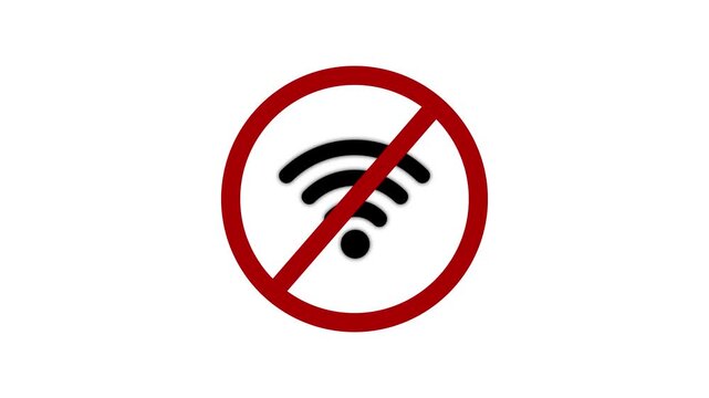 No wi-fi symbol animation, disconnected internet connection sign, digital offline warning wifi with alpha channel white background. 4k video