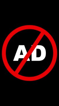 No advertising symbol sign, prohibited ad marketing restriction concept, digital media block advertisement with alpha channel. 4k video