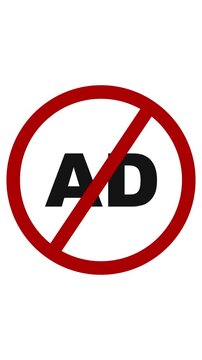 No advertising symbol sign, prohibited ad marketing restriction concept, isolated with alpha channel. 4k video