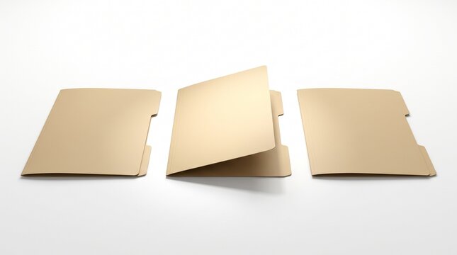 Manila file folders mockup on white background for business branding and presentation