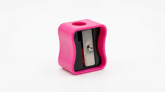 Pink pencil sharpener isolated on white background