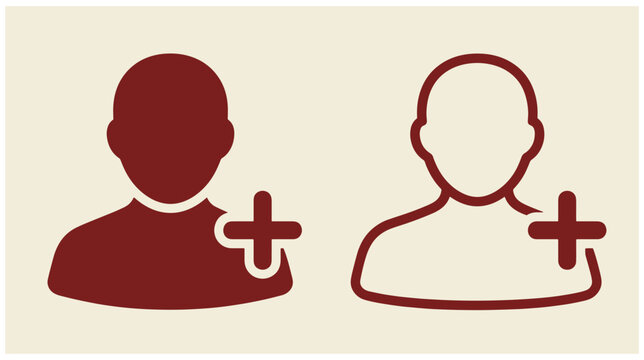 Add user icon set featuring silhouette and outline human figures with plus symbol profile icon add friend person icon signup icon plus sign account symbol new user registration