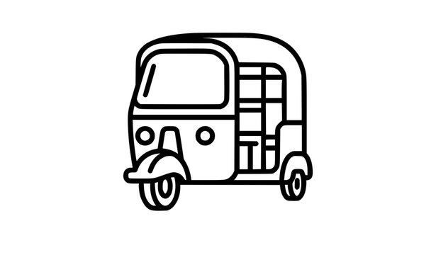 Front View Auto Rickshaw Transportation Vector Icon