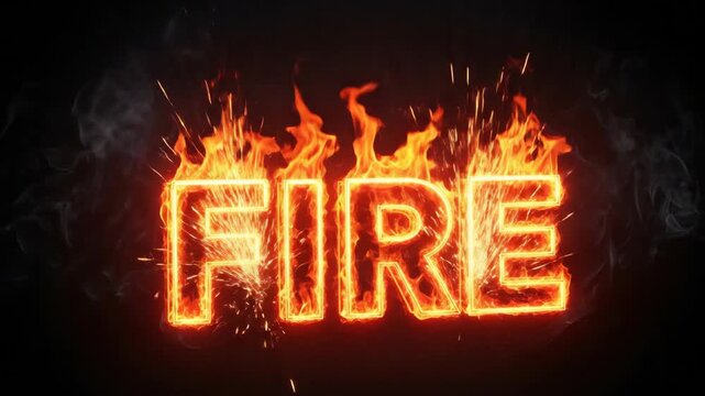 Burning Fire Text Effect with Flames and Sparks.