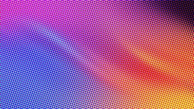 Retro halftone gradient background, vibrant colorful pop art texture, abstract neon dot pattern for modern design