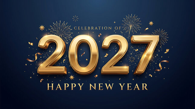 Happy new year 2027 celebration with sparkles , Happy New Year 2027, New Year 2027, Happy New Year, New Year, 2027 Typography, 2027