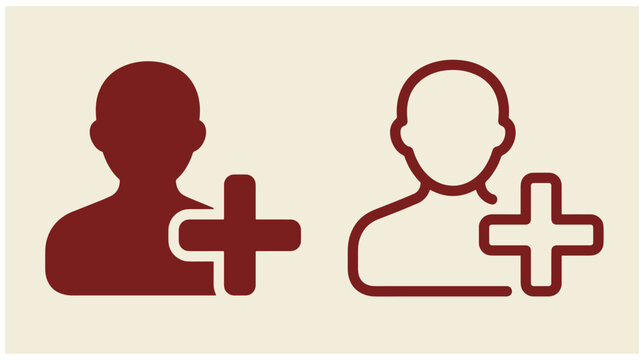 Add user icon set featuring silhouette figures with a plus symbol for account management profile icon plus sign friend request user interface person icon create account social media