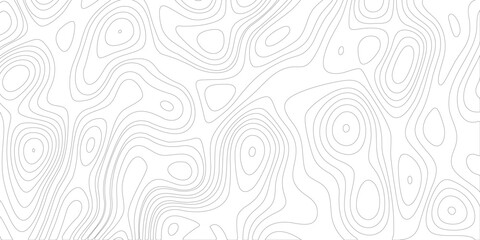 Abstract topographic map contour lines, grey wavy lines on a white background, representing terrain elevation, geographic data, or, landscape mapping  © Safwan