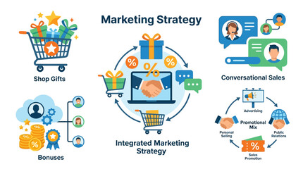 Fototapeta premium Integrated Marketing Strategy Concept with Business Icons