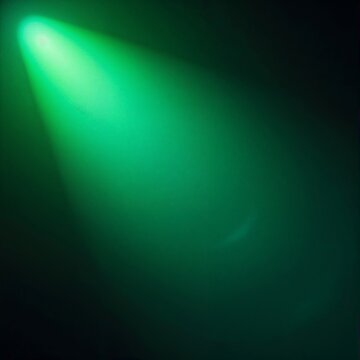 Bright green spotlight beam shining in dark space with a vibrant green cone of light emerges from the corner