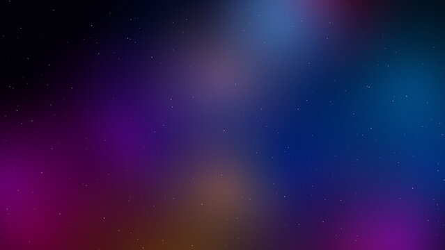 Dreamy cosmic background with deep blue and purple nebula clouds and scattered stars