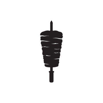 Doner kebab meat silhouette icon vector flat design.