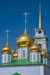 Golden domes and turrets shine under the blue sky at Tula Kremlin Museum a symbol of history and architecture in Russia © beholdereye