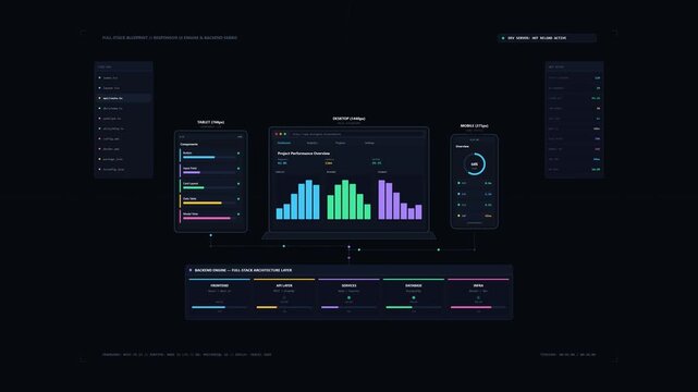 Responsive Multi Device Web Dashboard Interface Design Blueprint And User Experience Flow Chart