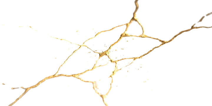 Abstract gold cracks pattern on a bright surface