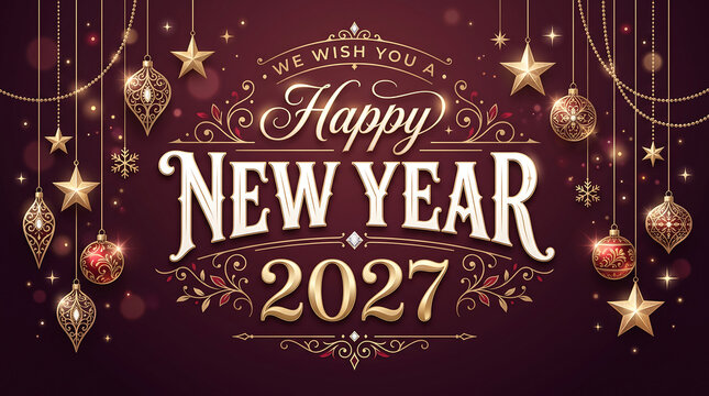 Happy new year 2027 festive celebration background , Happy New Year 2027, New Year 2027, Happy New Year, New Year, 2027 Typography, 2027