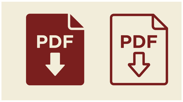 Pdf document download icon set featuring a file sheet with text and a downward pointing arrow document format file transfer data download digital document office file vector graphic