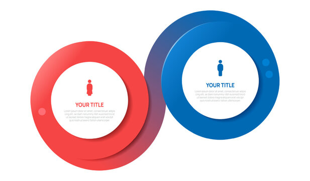 2 Part Circular Infographic Diagram Template for Business Presentation with Icon Elements, Vector Illustration