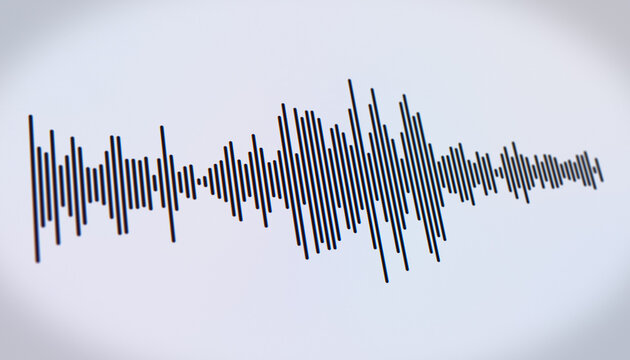 Illustration of a voice recording or broadcasting with sound waveform, voice message - close-up.