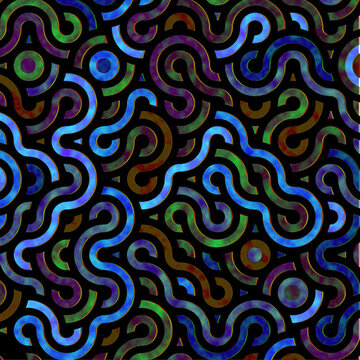 Abstract blue and purple maze pattern design