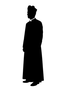 Silhouette of a Catholic priest in a cassock
