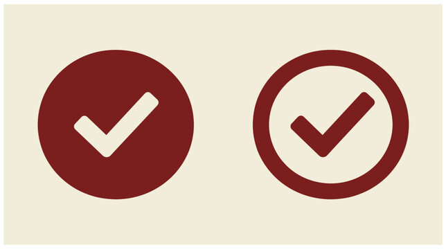 Simple check mark icons inside red circular borders with red circle circular border icon set approved sign validation graphic success element choice button web interface tick symbol