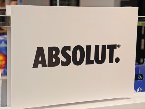 Paris, France-Dec.3rd 2025: Absolut brand logo store sign