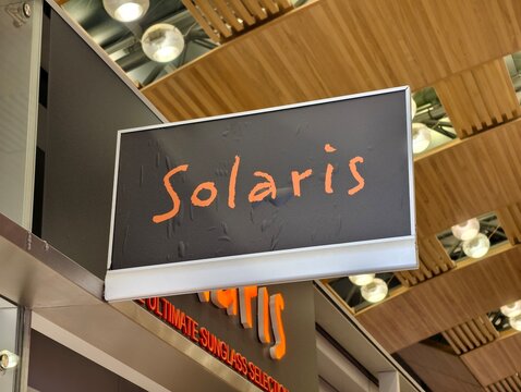 Paris, France-Dec.3rd 2025: Solaris brand logo store sign