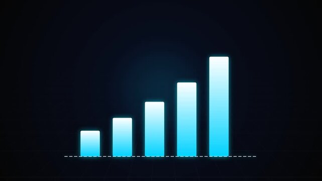 Five glowing blue bars show signal levels rising vertically. Perfect for tech concept designs, network performance graphics, or digital marketing visuals.