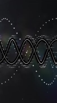 Animation of connections and data processing over black background