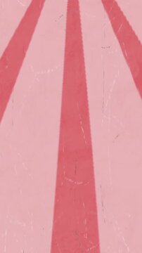 Animation of blue water pattern glitch technique over sunburst against pink background