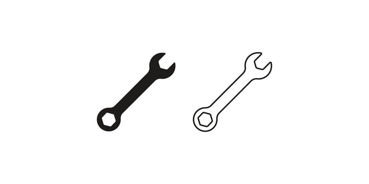 Wrench repair tool icon set for mechanical service and fix maintenance.