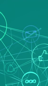 Animation of network of connections with icons and scope scanning