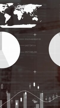 Animation of glitch interference over interface with mathematical equations on black background